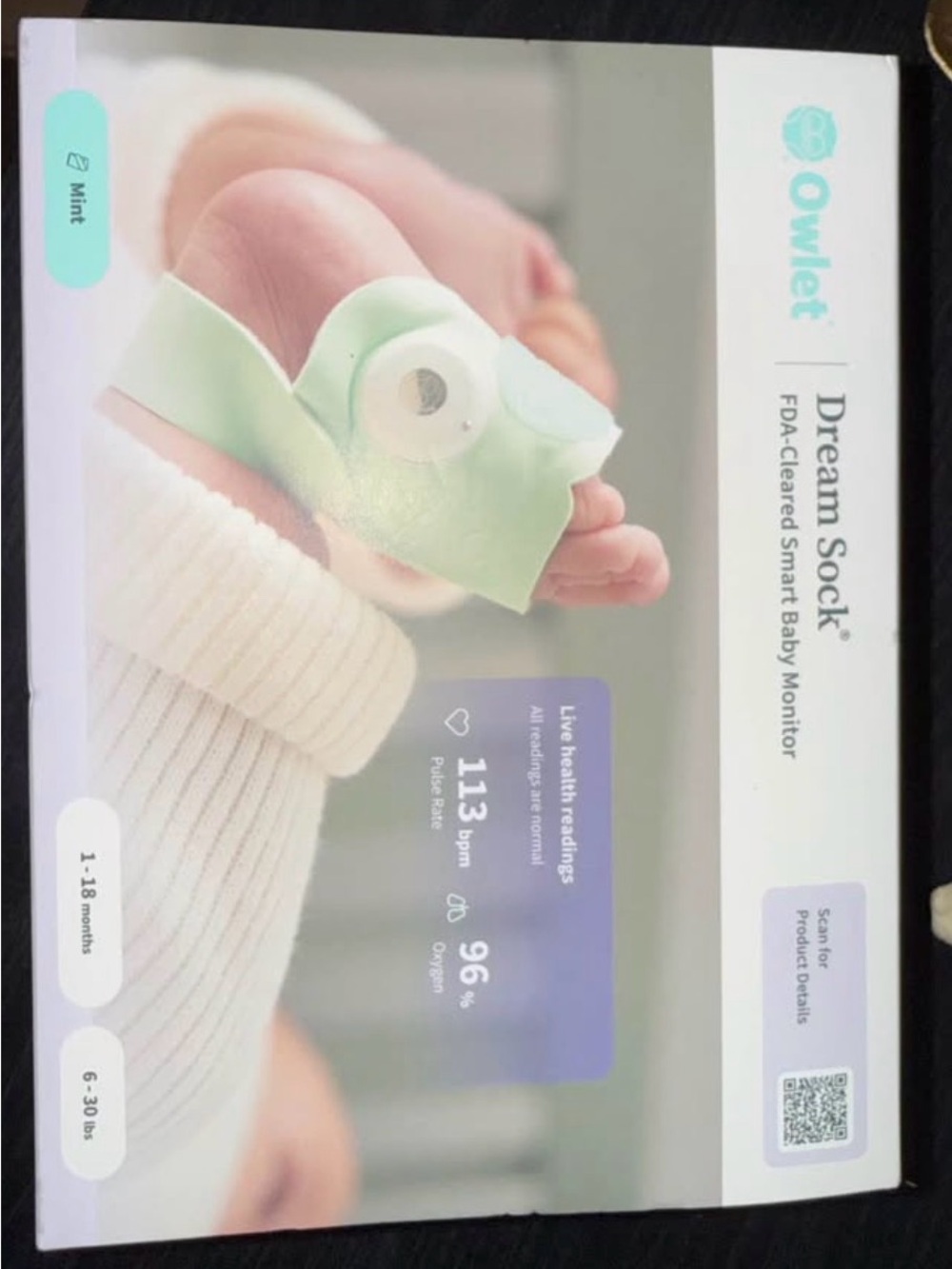 Owlet Dream Sock Baby Monitor - Mint